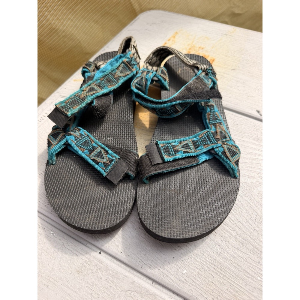 Teva Men's Strappy Sandals Black/Blue Hook & Loop Adjustable Straps